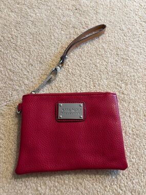 Red Leather Wristlet Clutch